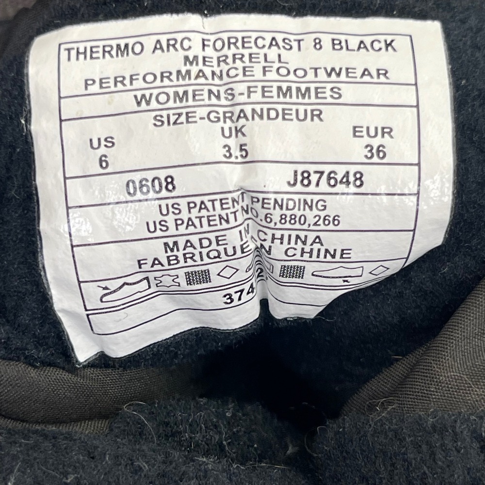 Merrell Thermo Arc Forecast 8 Winter Boots Womens 6 Black Good Waterproof Suede - Picture 7 of 13